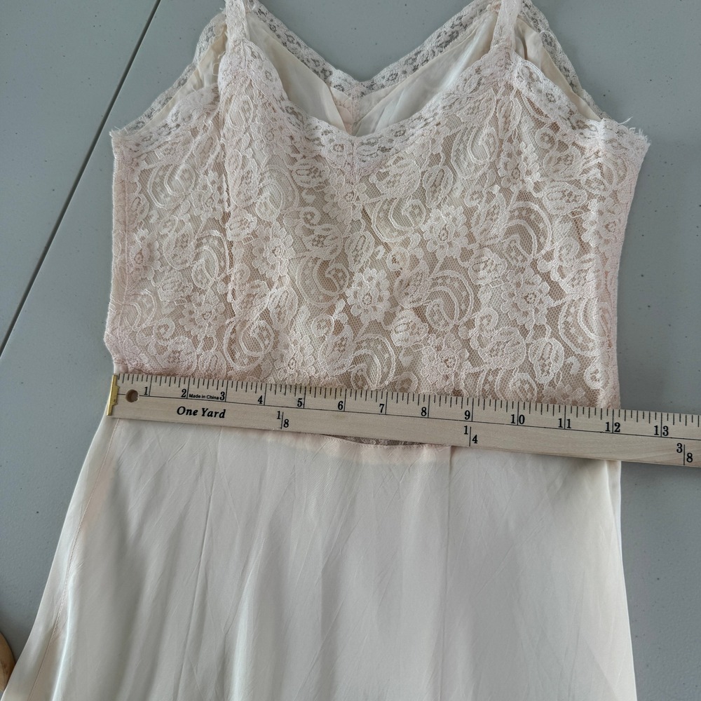 Y2K Lace Trim Slip Dress XS S Butter Yellow Coquette Balletcore Layering Dainty - Picture 11 of 12